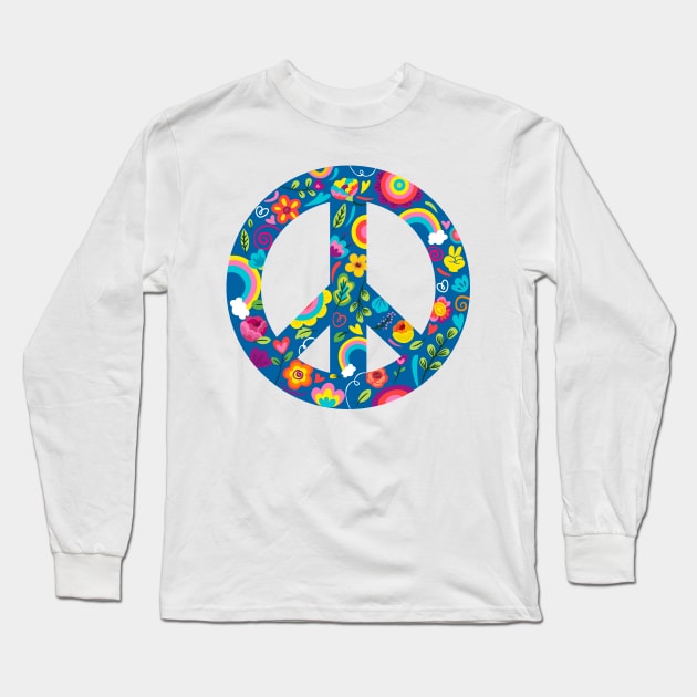 Peace Sign Long Sleeve T-Shirt by Mako Design 